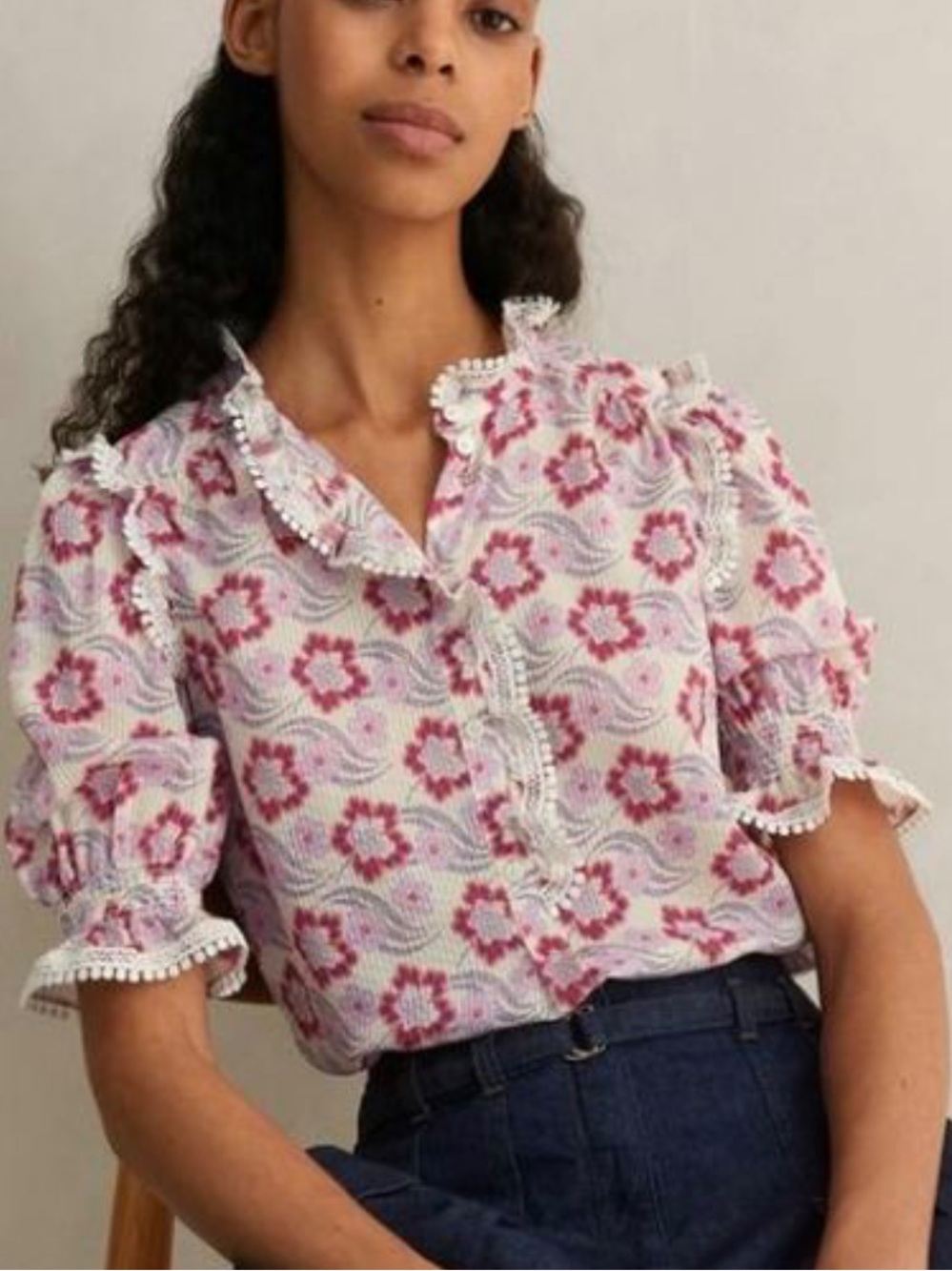 ME+EM Swirl Print Silk Blend Blouse Size 2